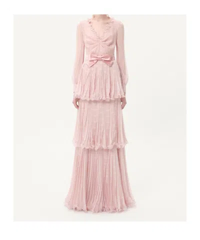 Valentino Plus De Pois Printed Crepe Chiffon Maxi Skirt In Pink