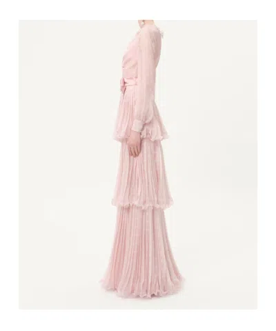 Valentino Plus De Pois Printed Crepe Chiffon Maxi Skirt In Pink