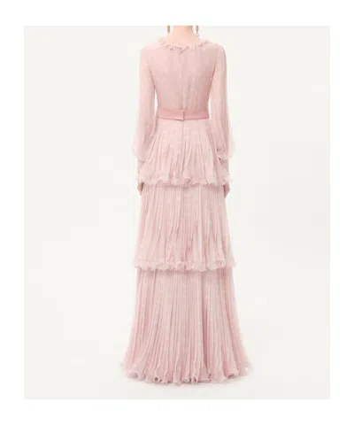 Valentino Plus De Pois Printed Crepe Chiffon Maxi Skirt In Pink