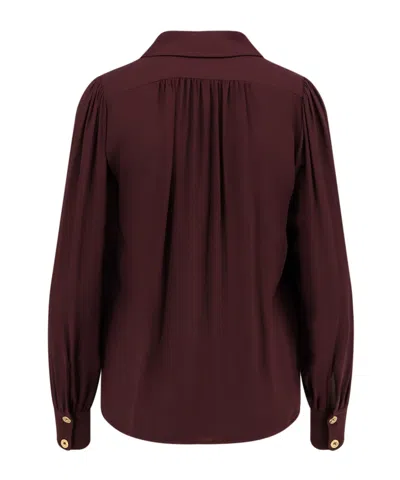 Elisabetta Franchi Jewel Detailed Georgette Blouse In Burgundy