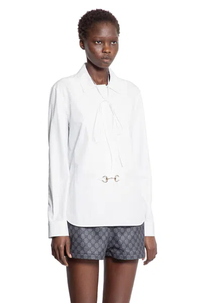 Gucci Shirt With Horsebit In White