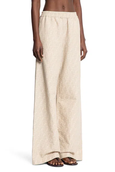 Fendi Ff-jacquard Elasticated-waist Trousers In Neutral