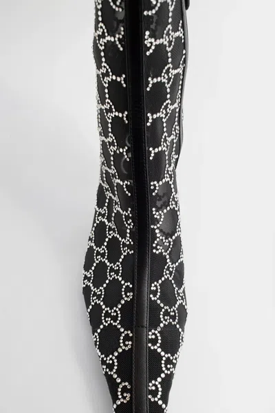 Gucci Gg Crystals-embellished Pointed-toe Ankle Boots