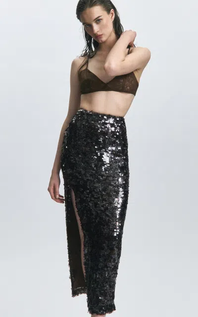 Francesca Miranda Midnight Oasis Sequin Silk Skirt