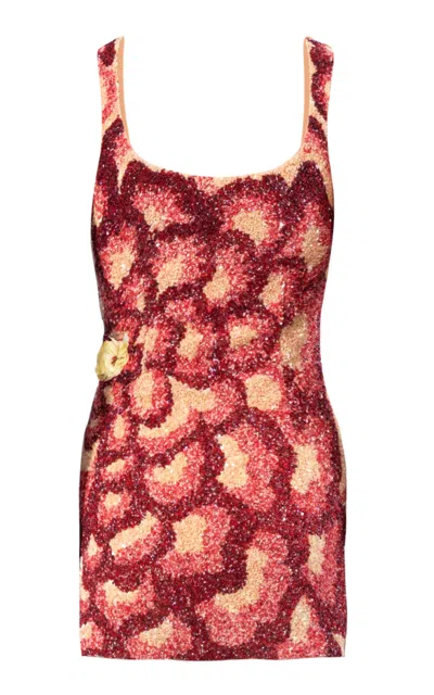La Fuori Mini Rose Embroidered Dress