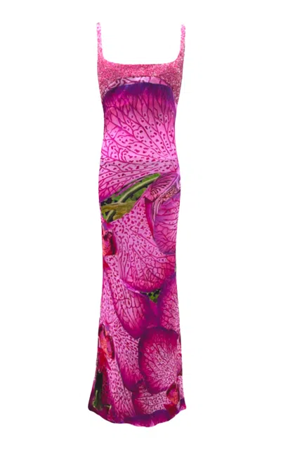 La Fuori Orchid Pink Print Gown