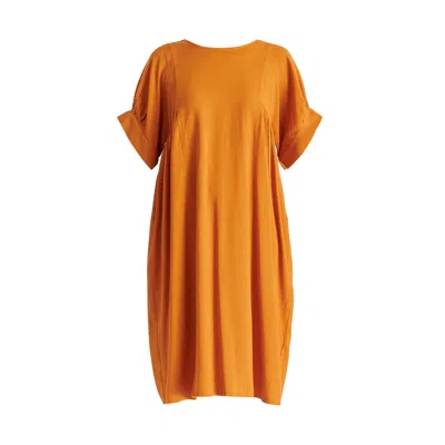 Paisie Women's Yellow / Orange Relaxed Fit Dress With Back Bow Detail In Ochre Yellow
