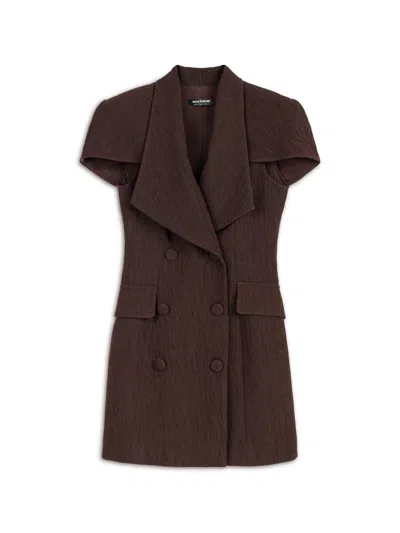 Nocturne Brown Tailored Mini Dress With Structured Bolero