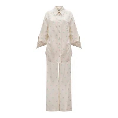 Julia Allert Neutrals Summer Cotton Shirt And Pants Two-piece Set - Pastel Print