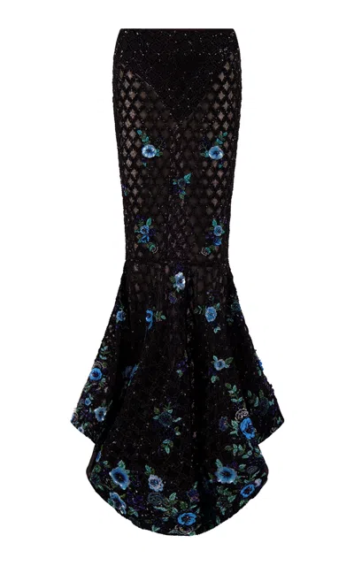 La Fuori Midnight Azul Embroidered Skirt