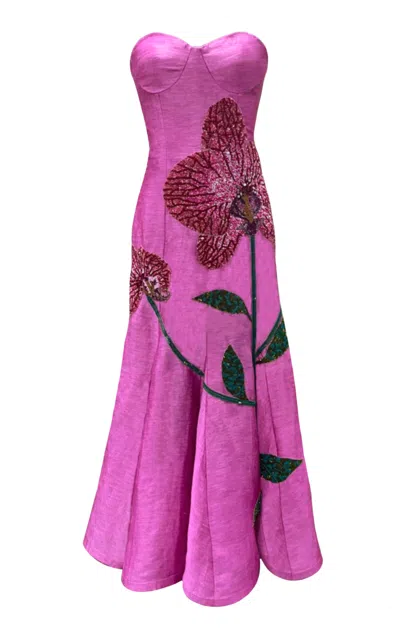 La Fuori Orchid Embroidered Gown