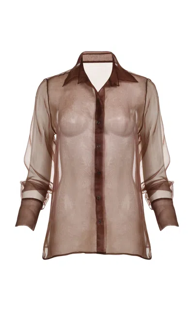 Francesca Miranda Smoke Sheer Silk Blouse
