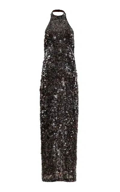 Francesca Miranda Flames Sequins Silk Maxi Dress
