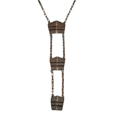 Zula Jewelry + Design Women's Grey / Silver Shield Courage Lariat Necklace