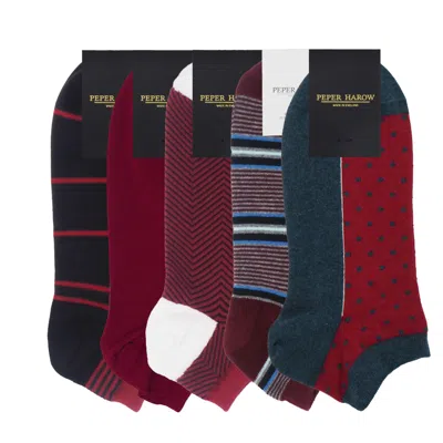Peper Harow - Made In England Red Men's Trainer Socks Bundle – Burgundy