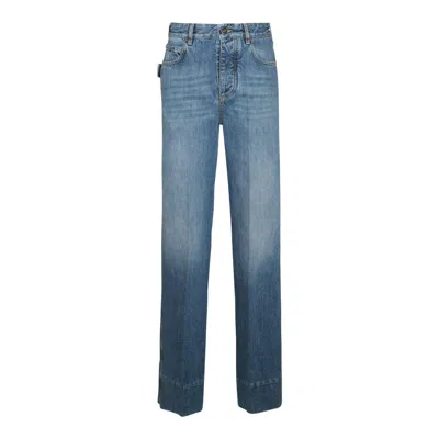 Bottega Veneta Mid Blue Cotton Pants In Blue