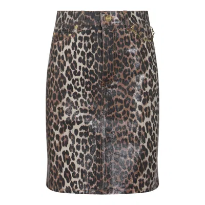 Ganni Denim Animalier Skirt In Animal Print