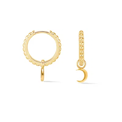 Dower & Hall Women's Dotty Moon Charm Huggie Hoops In Gold Vermeil