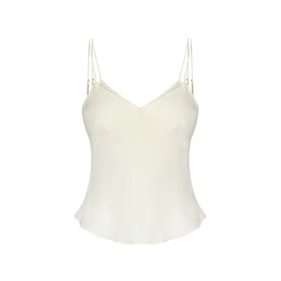 Merlenne Women's Neutrals / White Matte Silk Camisole In White Mélange