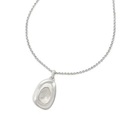 Dower & Hall Sculptural Pebble Locket In Silver