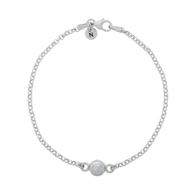 Nellou Jewellery Women's Blue Aquamarine Birthstone Gem Dot Bracelet Sterling Silver - March
