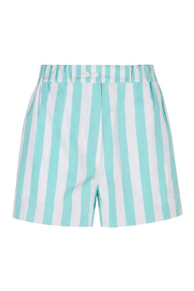 Patou Printed Cotton Shorts In Blue
