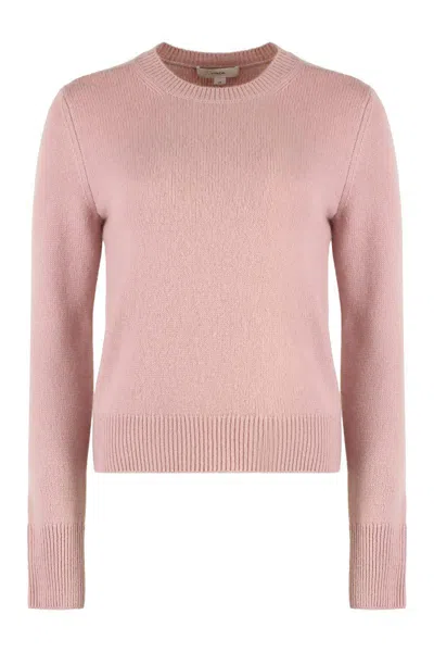 Vince Soft Cashmere Crew-neck Sweater With Ribbed Cuffs In Pink