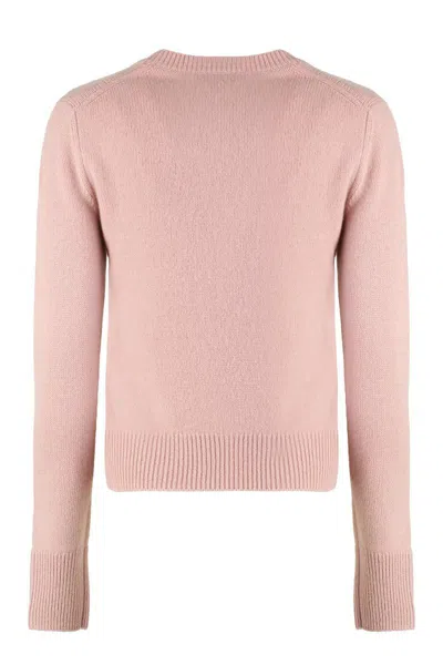 Vince Soft Cashmere Crew-neck Sweater With Ribbed Cuffs In Pink