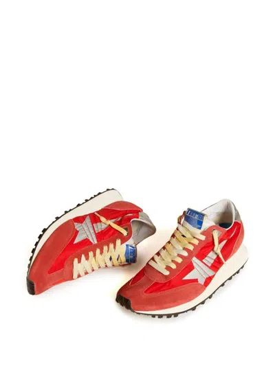 Golden Goose Marathon Sneakers With Red Nylon Upper And Silver Star Shoes
