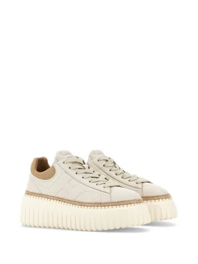Hogan H-stripes Sneakers Featuring Raffia Stitching