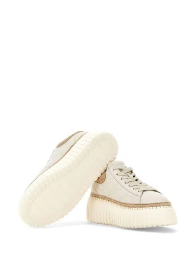 Hogan H-stripes Sneakers Featuring Raffia Stitching