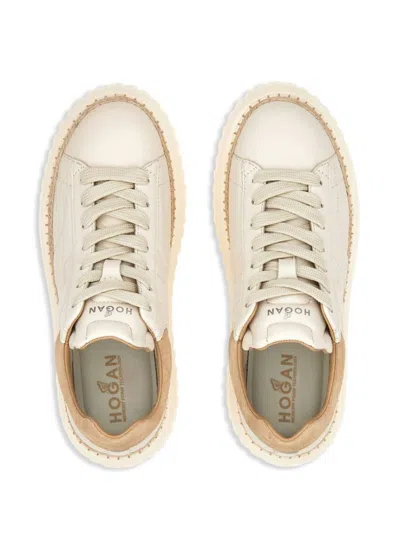 Hogan H-stripes Sneakers Featuring Raffia Stitching