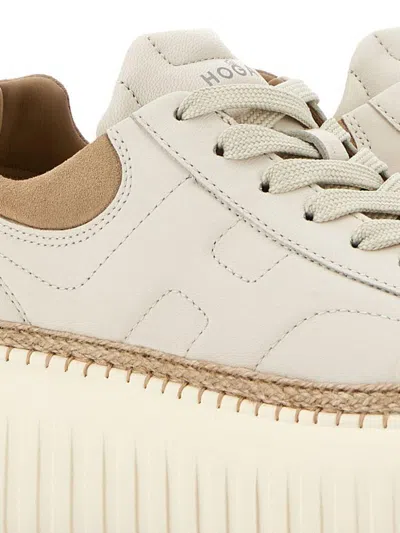 Hogan H-stripes Sneakers Featuring Raffia Stitching