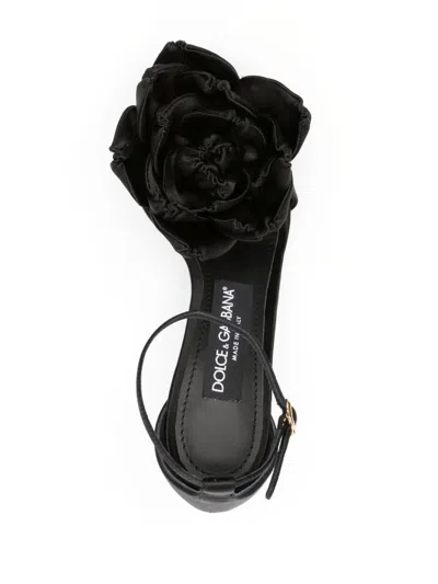 Dolce & Gabbana Keira Satin Heel Sandals In Black