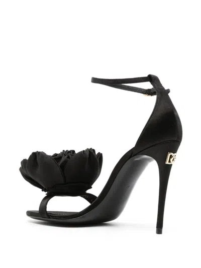 Dolce & Gabbana Keira Satin Heel Sandals In Black