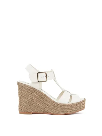 Paloma Barceló 100mm Alison Leather Wedge Sandals In White