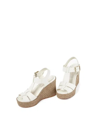 Paloma Barceló 100mm Alison Leather Wedge Sandals In White