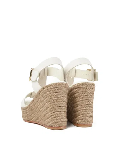 Paloma Barceló 100mm Alison Leather Wedge Sandals In White
