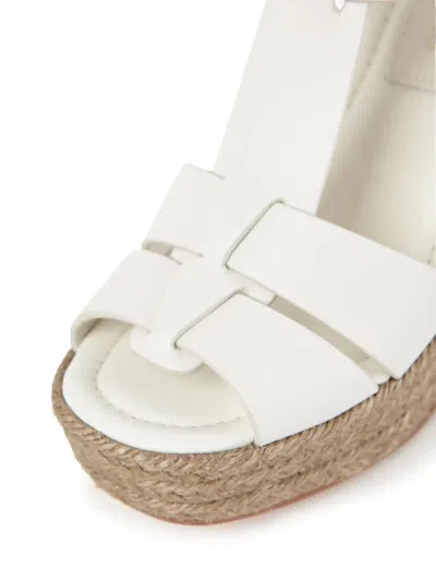 Paloma Barceló 100mm Alison Leather Wedge Sandals In White