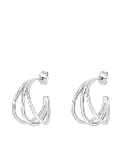 Dower & Hall Small Triple Row Waterfall Hoop Earrings In Metallic