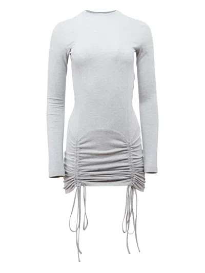 Fleur Du Mal Riley Long-sleeve Drawstring Dress In Gray