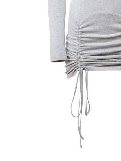 Fleur Du Mal Riley Long-sleeve Drawstring Dress In Gray