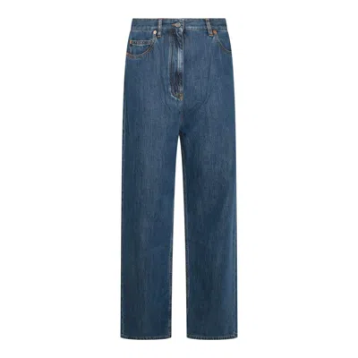 Valentino Wide Leg Denim Jeans In Blue