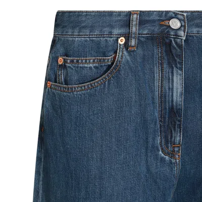 Valentino Wide Leg Denim Jeans In Blue