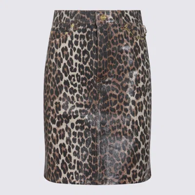 Ganni Denim Animalier Skirt In Multi