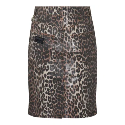 Ganni Denim Animalier Skirt In Multi