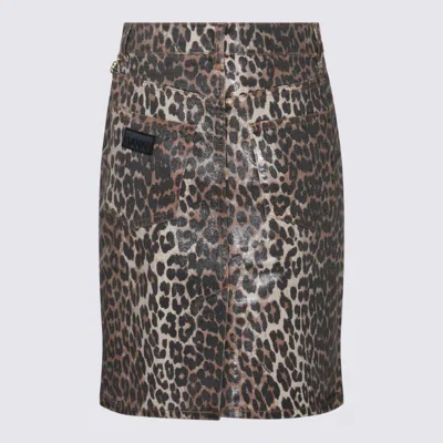 Ganni Denim Animalier Skirt In Multi