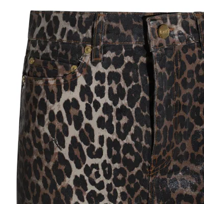 Ganni Denim Animalier Skirt In Multi