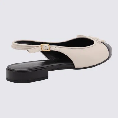 Tory Burch Ivory Leather Cap-toe Ballerinas In Neutral