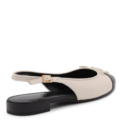 Tory Burch Ivory Leather Cap-toe Ballerinas In Neutral